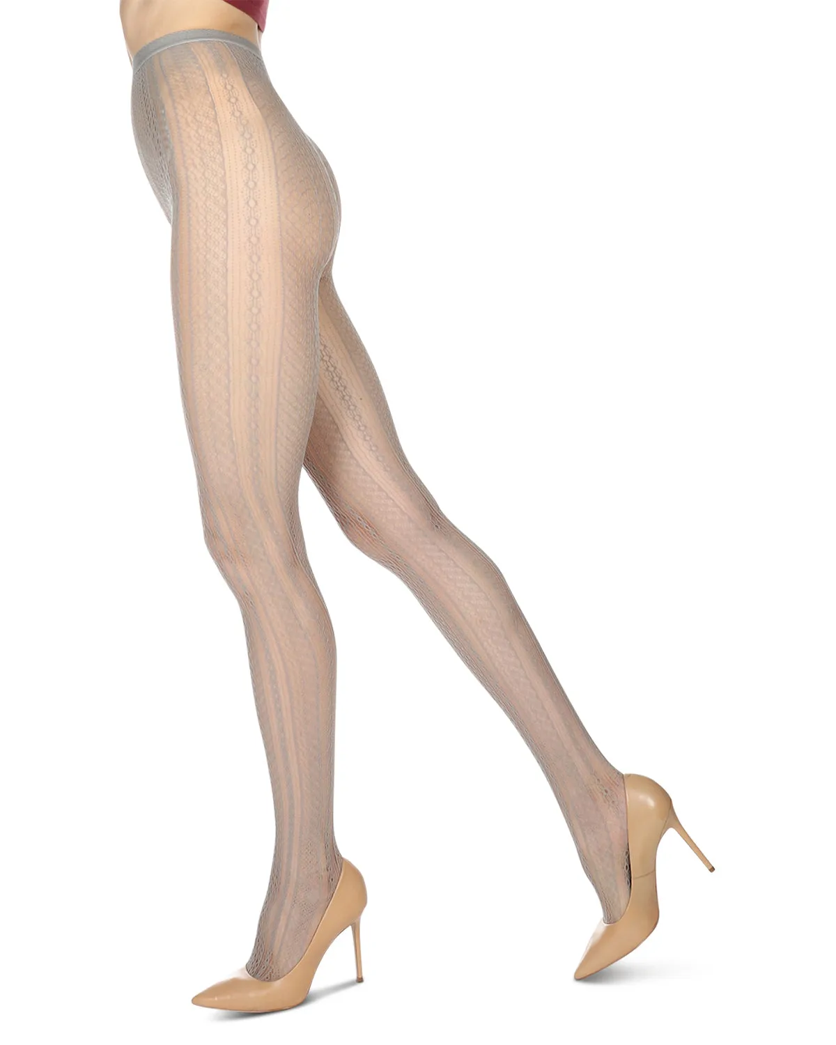 Women's Optic Spiral Sheer Net Nylon Tights
