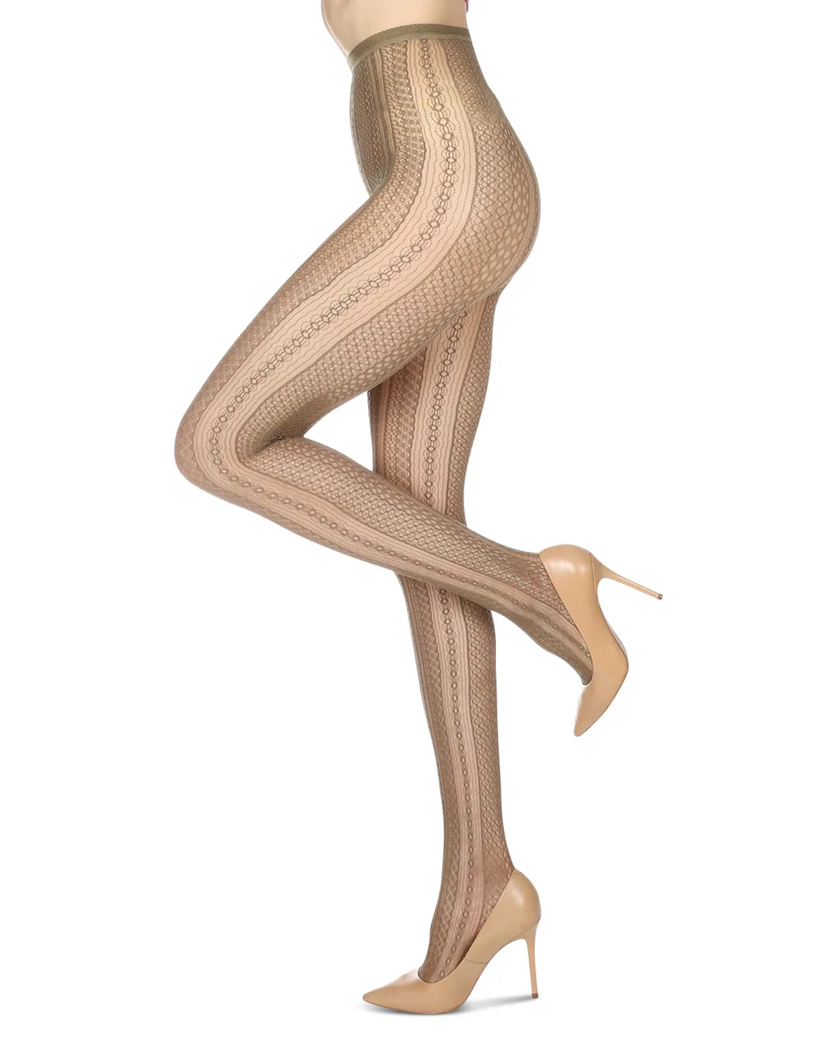 Women's Optic Spiral Sheer Net Nylon Tights