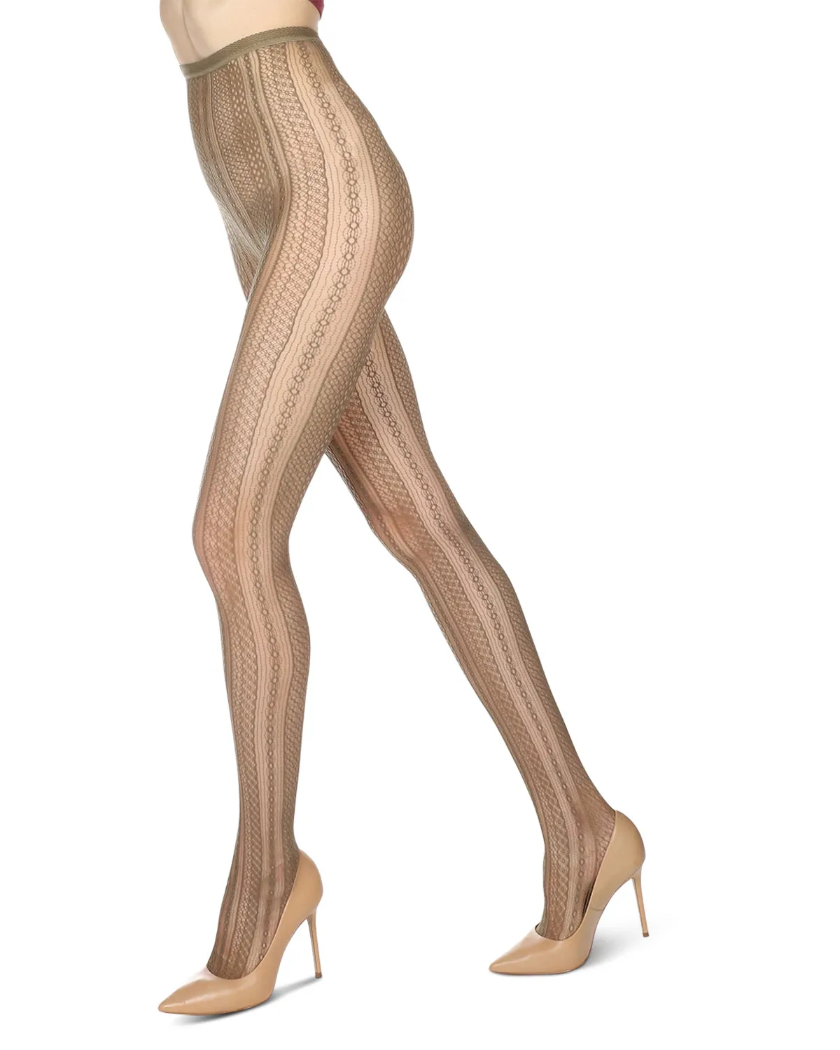 Women's Optic Spiral Sheer Net Nylon Tights