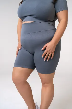 Women's Seamless Bike Shorts 7 inches - Poppy Seed Grey