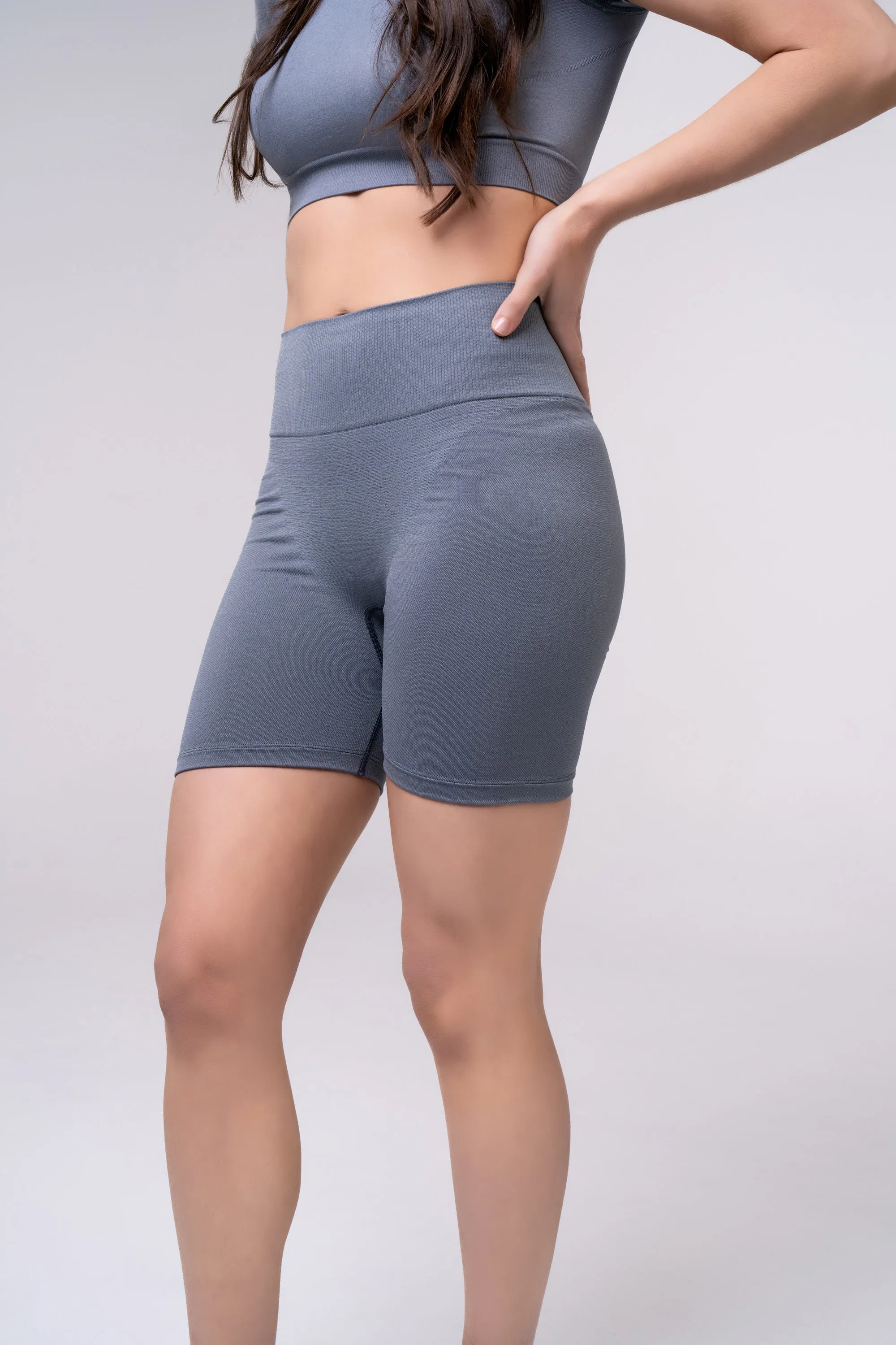 Women's Seamless Bike Shorts 7 inches - Poppy Seed Grey