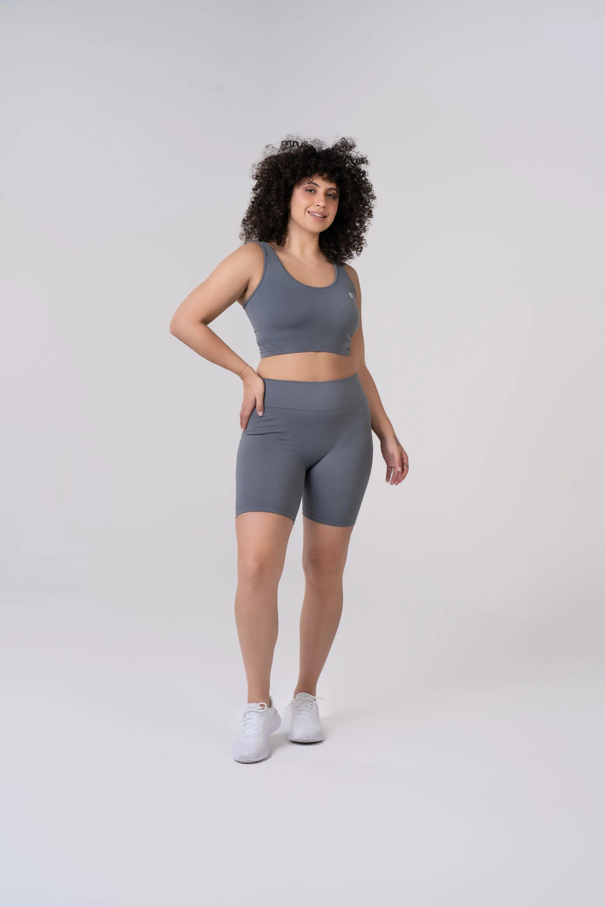 Women's Seamless Bike Shorts 7 inches - Poppy Seed Grey
