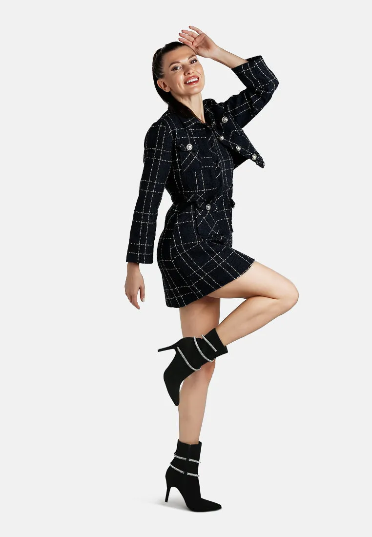 Woven Button-Down Jacket   Mini Dress Combo By RUW