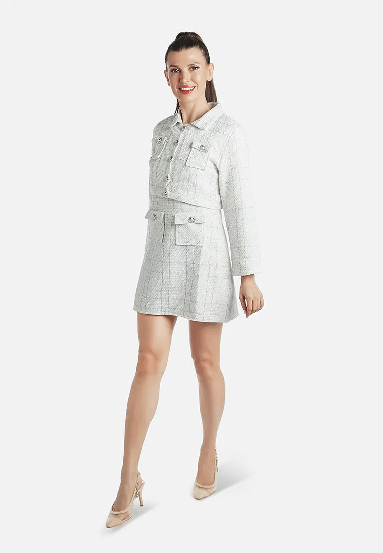 Woven Button-Down Jacket   Mini Dress Combo By RUW