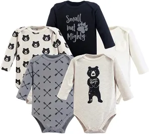 Yoga Sprout unisex-baby Cotton Bodysuits 5 Pack Bodysuit! ear Hugs Long Sleeve 5 Pack! 3-6 Mth!