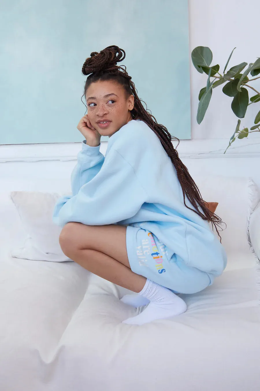Your Emotions Are Valid Sky Blue Sweatshorts