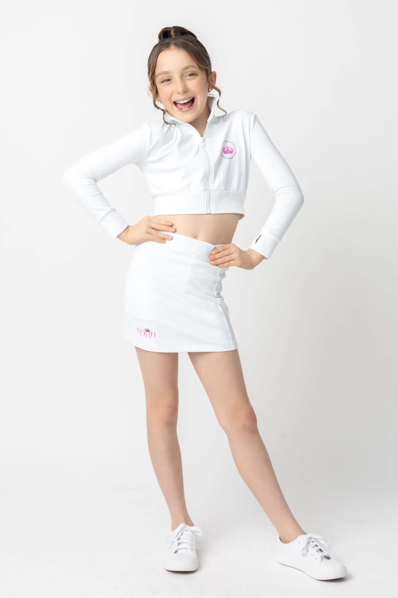 Youth REIGN Essentials White Cropped Jacket