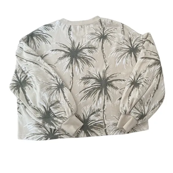 Z Supply Bohemian Palm Tree Balloon Sleeve Long Sleeve Top and Beach Shorts