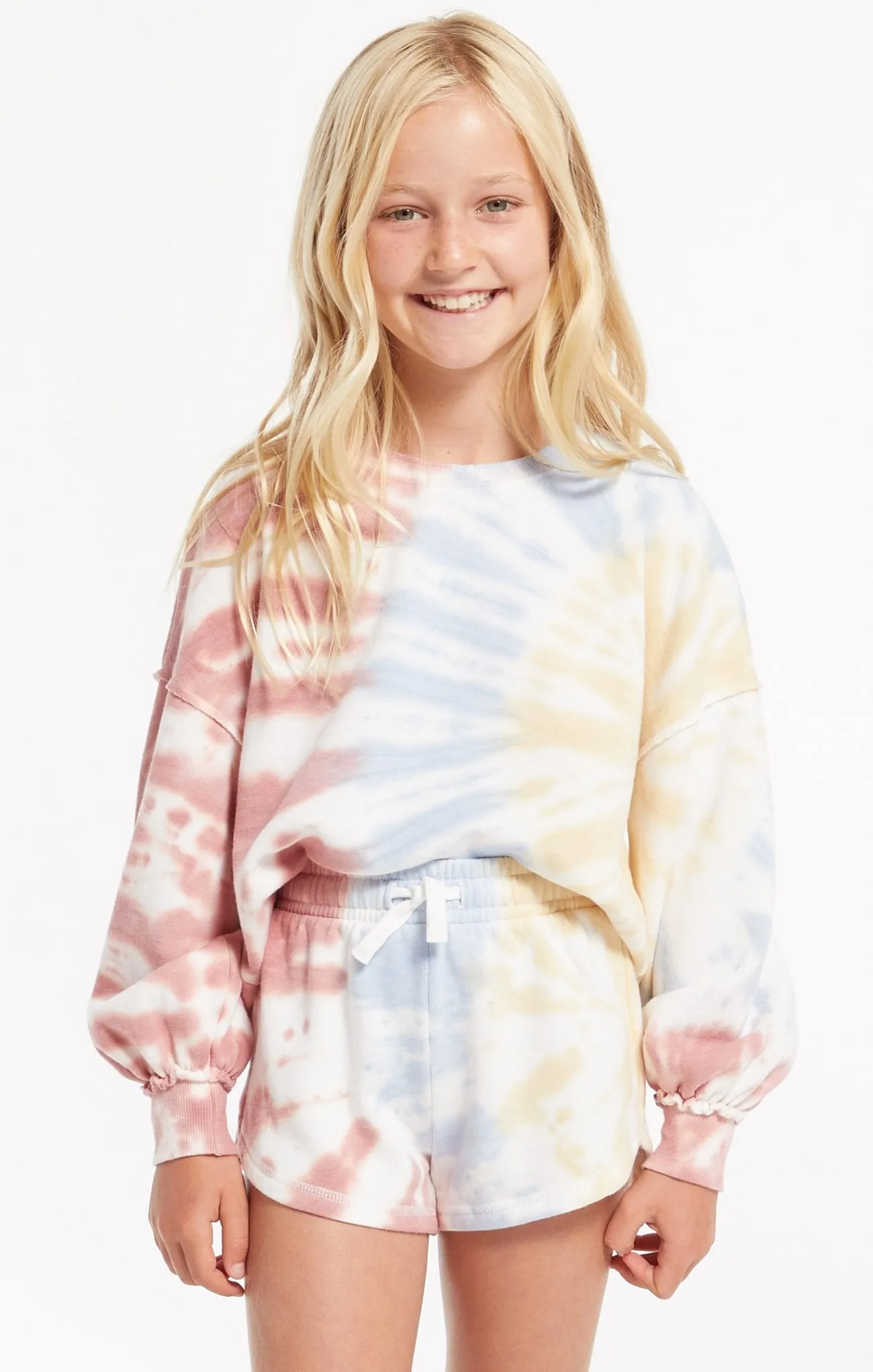Z Supply Girls Mia Tie Dye Short - White
