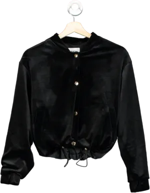 ZARA Black Velvet Cropped Popper Jacket UK S
